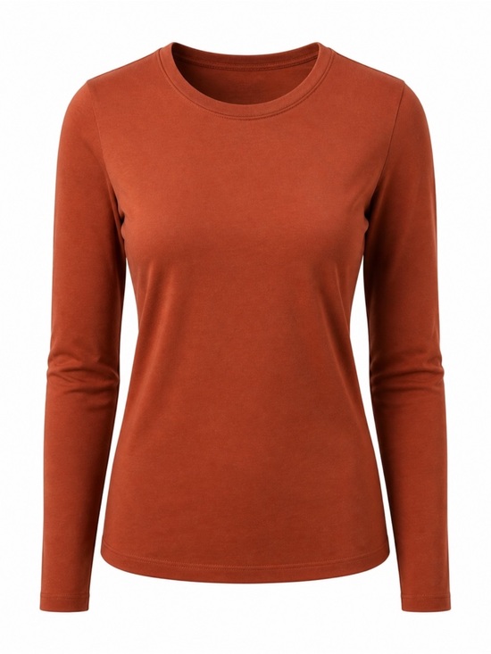 Eddie Bauer Tops - Eddie Bauer Dark Coral Long Sleeve Crewneck T-Shirt | Women’s Size Small